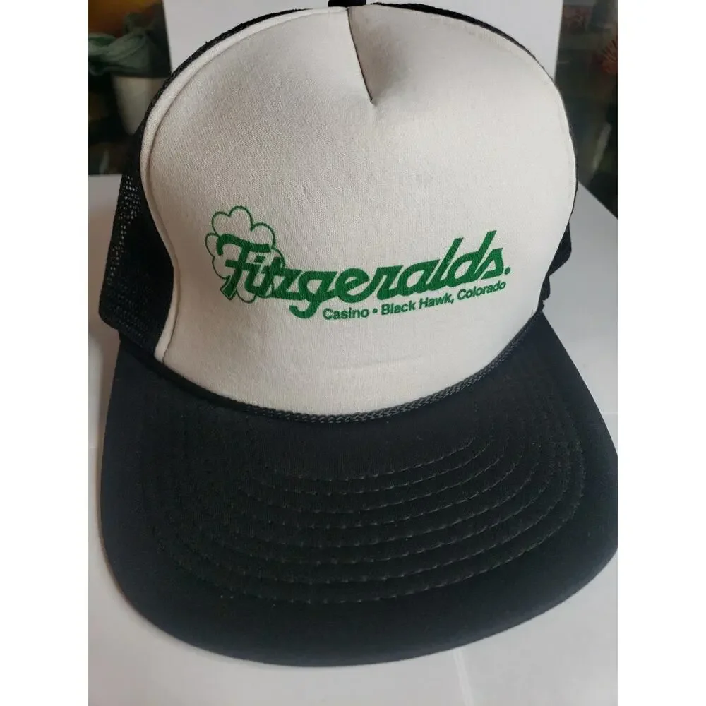 VTG Fitzgeralds Casino Hat Cap Snap Back Mesh Trucker Black Hawk Colorado 90s